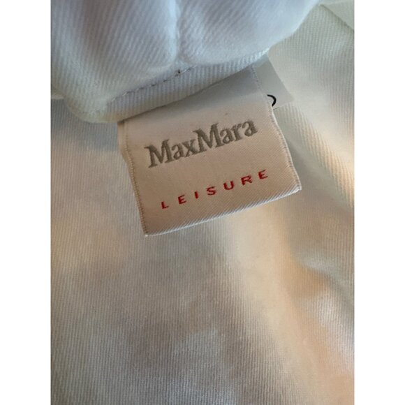 MaxMara Leisure White Cotton-Blend Elastic Waist Drawstring Pants  M Casual Fit - Picture 3 of 4